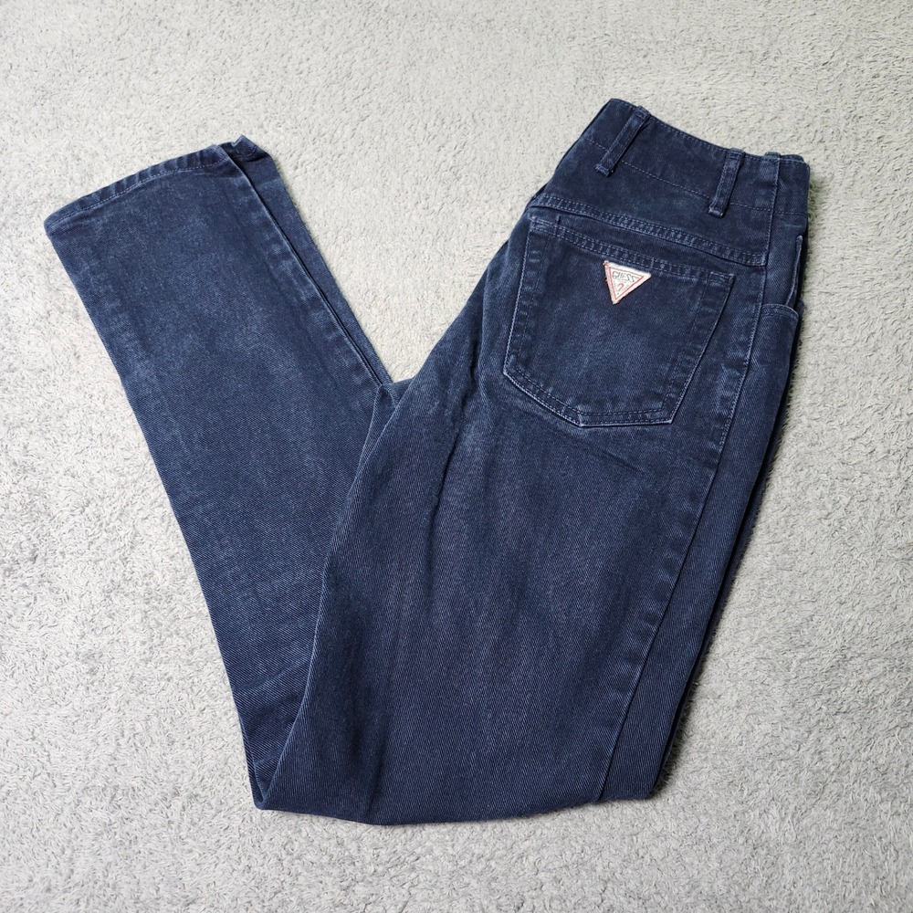 Guess Womens 24 Jeans Dark Wash High Rise Button Fly Tapered 1005 Made in USA